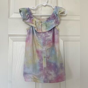 btween Rainbow Tie-Dye Ruffle Blouse